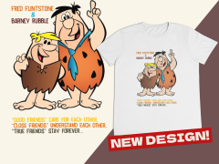 Regular Unisex T-shirt Beyaz 'Çizgi Film&Roman/Taş Devri1' Baskılı