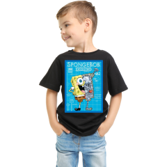 Çocuk T-shirt Siyah 'Animasyon1' Baskılı