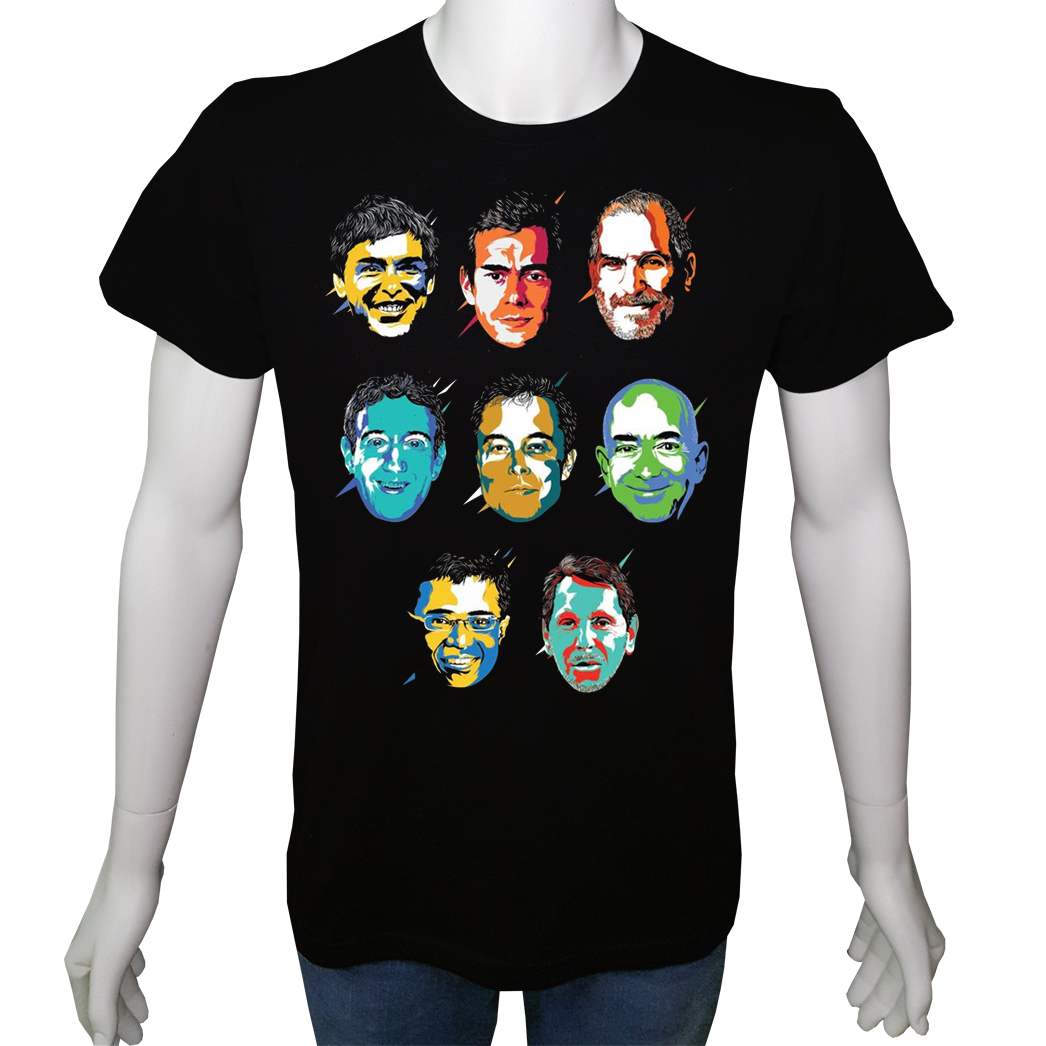 Unisex T-shirt Siyah 'Ünlüler / Dünyaya Yön Verenler2' Baskılı