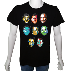 Unisex T-shirt Siyah 'Ünlüler / Dünyaya Yön Verenler2' Baskılı