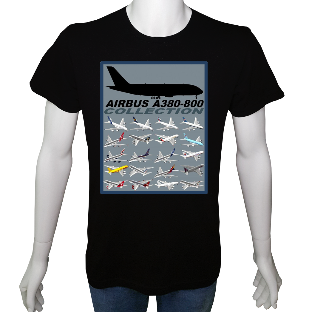 Unisex T-shirt Siyah 'Uçak&Uzay / Airbus' Baskılı