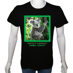 Unisex T-shirt Siyah 'Hayvanlar / Koala1' Baskılı