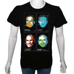 Unisex T-shirt Siyah 'Ünlüler / Dünyaya Yön Verenler3' Baskılı