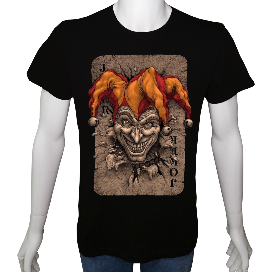 Unisex T-shirt Siyah 'PopArt / Joker3' Baskılı