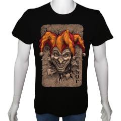 Unisex T-shirt Siyah 'PopArt / Joker3' Baskılı