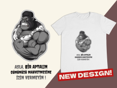 Regular Erkek T-shirt Beyaz 'Kızgın Goril' Baskılı