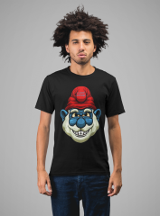 Regular Erkek T-shirt Siyah 'Şirin Baba' Baskılı