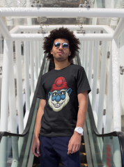 Regular Erkek T-shirt Siyah 'Şirin Baba' Baskılı