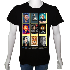 Unisex T-shirt Siyah 'Ünlüler / Elon Mask1' Baskılı