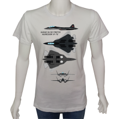 Unisex T-shirt Beyaz 'Uçak&Uzay / SU50 Firefox' Baskılı