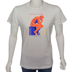 Unisex T-shirt Beyaz 'PopArt / Düşünen Adam1' Baskılı
