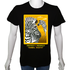 Unisex T-shirt Siyah 'Hayvanlar / Zebra1' Baskılı