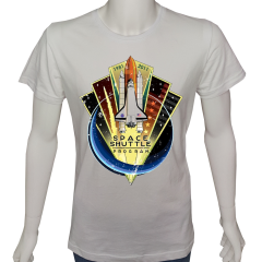Unisex T-shirt Beyaz 'Uçak&Uzay / Uzay mekiği programı' Baskılı
