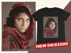 Regular Kadın T-shirt Siyah 'Afgan Kız' Baskılı