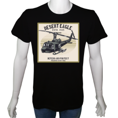 Unisex T-shirt Siyah 'Uçak&Uzay / Helikopter1' Baskılı