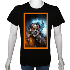 Unisex T-shirt Siyah 'PopArt / Kurukafa1' Baskılı
