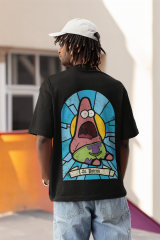 Oversize Unisex T-shirt Siyah 'St.Patrick' Baskılı