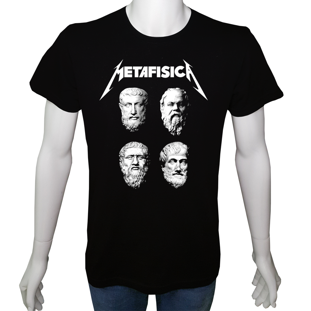 Unisex T-shirt Siyah 'Ünlüler / Metafisica' Baskılı