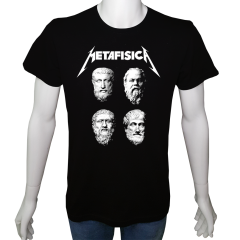 Unisex T-shirt Siyah 'Ünlüler / Metafisica' Baskılı