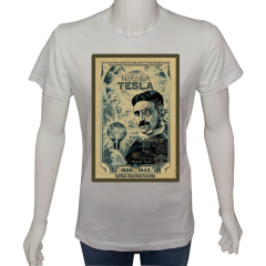 Unisex T-shirt Beyaz 'Ünlüler / Nicola Tesla1' Baskılı