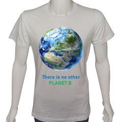 Unisex T-shirt Beyaz 'Uçak&Uzay / Gezegenimiz' Baskılı
