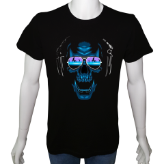 Unisex T-shirt Siyah 'PopArt / Kurukafa3' Baskılı