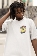 Oversize Unisex T-shirt Beyaz 'Sinners Club' Baskılı