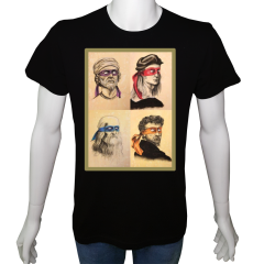 Unisex T-shirt Siyah 'Ünlüler / Ninja Scientists2' Baskılı