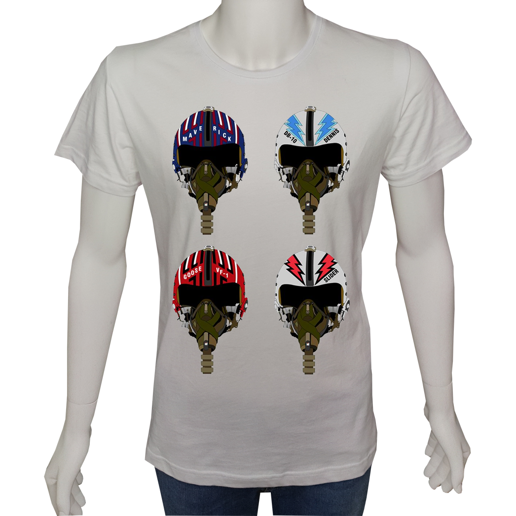 Unisex T-shirt Beyaz 'Uçak&Uzay / TopGun' 2Baskılı