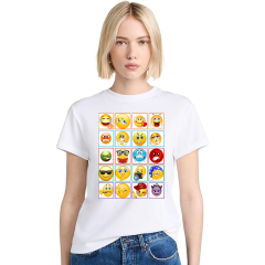 Regular Genç T-shirt Beyaz 'Emoji1' Baskılı