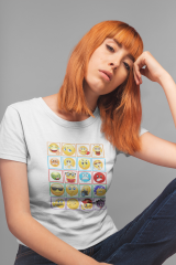 Regular Genç T-shirt Beyaz 'Emoji1' Baskılı