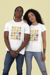 Regular Genç T-shirt Beyaz 'Emoji1' Baskılı