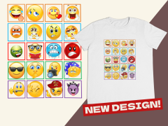 Regular Genç T-shirt Beyaz 'Emoji1' Baskılı