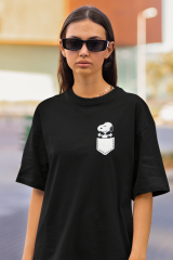 Oversize Unisex T-shirt Siyah 'Snoopy1' Baskılı