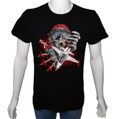 Unisex T-shirt Siyah 'Uçak&Uzay / Türk Yıldızları' Baskılı