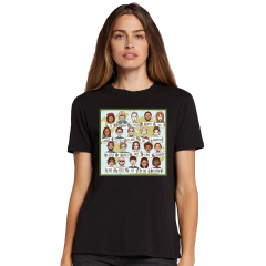 Regular Genç T-shirt Siyah 'Dünyanın Çehresi' Baskılı
