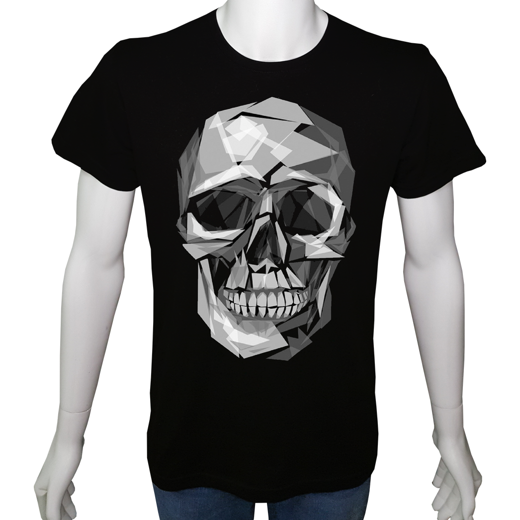 Unisex T-shirt Siyah 'PopArt / Kurukafa6' Baskılı