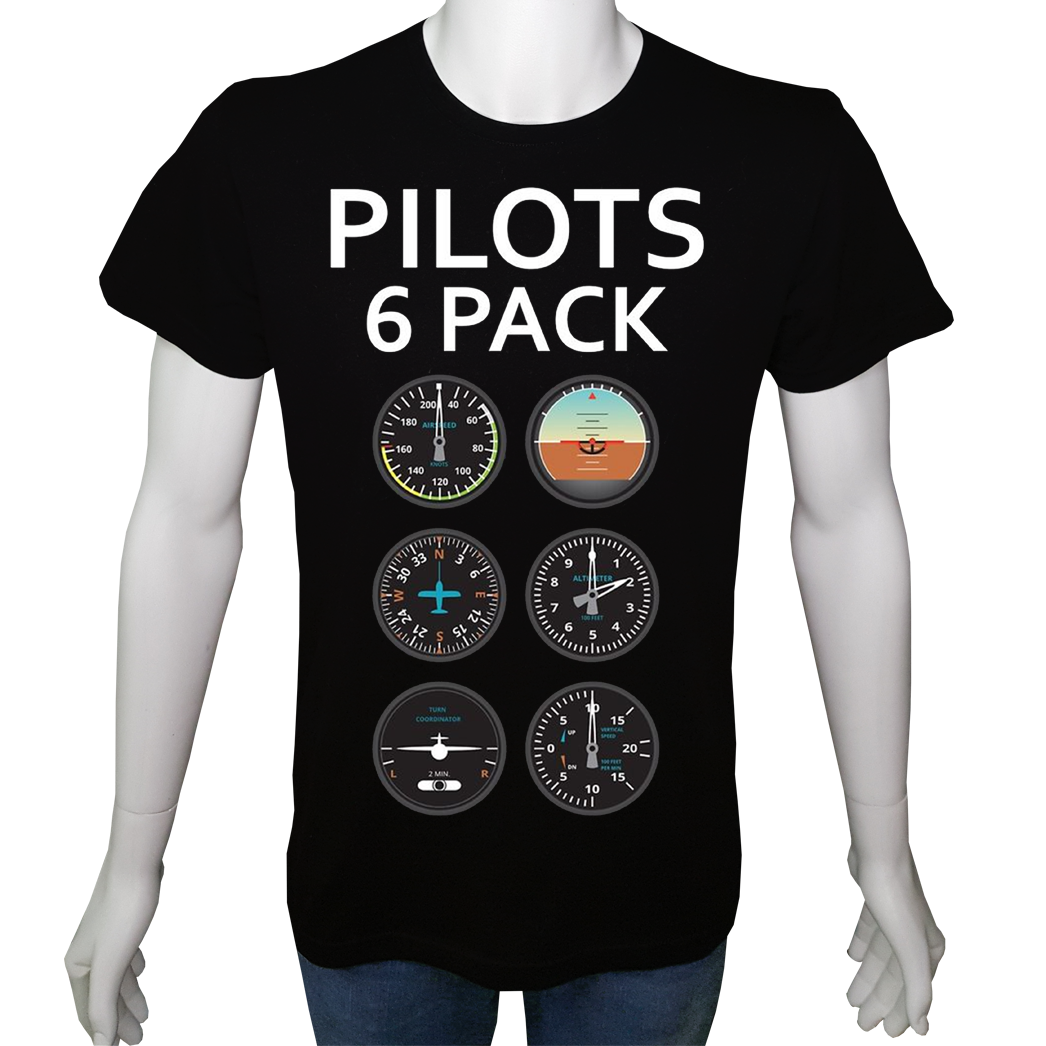 Unisex T-shirt Siyah 'Uçak&Uzay / Pilot3' Baskılı