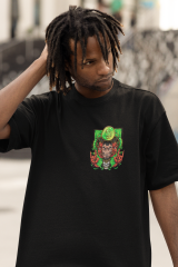 Oversize Unisex T-shirt Siyah 'Red Devil' Baskılı