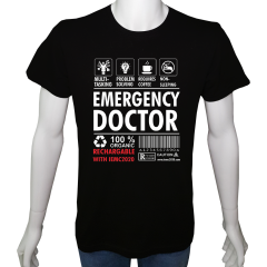 Unisex T-shirt Siyah 'İş&Meslek / Acil Doktoru1' Baskılı