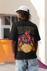 Oversize Unisex T-shirt Siyah 'PigShot' Baskılı