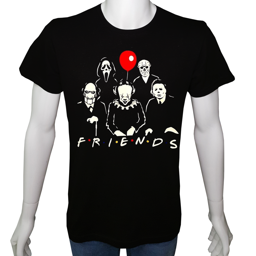 Unisex T-shirt Siyah 'Sinema&Dizi/Friends1' Baskılı