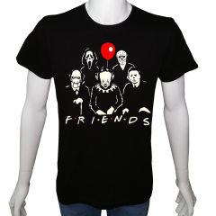 Unisex T-shirt Siyah 'Sinema&Dizi/Friends1' Baskılı