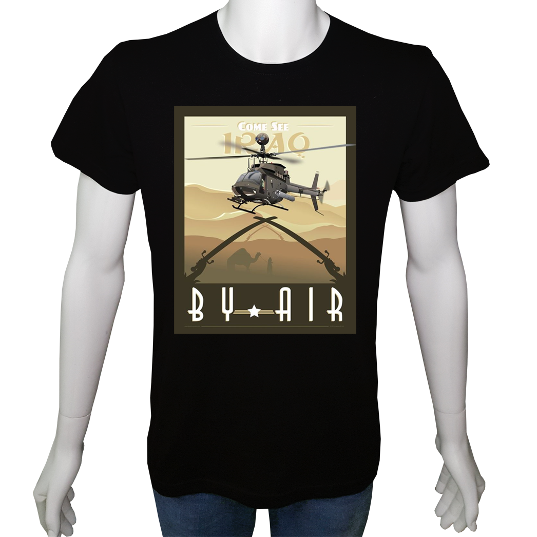 Unisex T-shirt Siyah 'Uçak&Uzay / Helikopter2' Baskılı