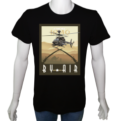 Unisex T-shirt Siyah 'Uçak&Uzay / Helikopter2' Baskılı