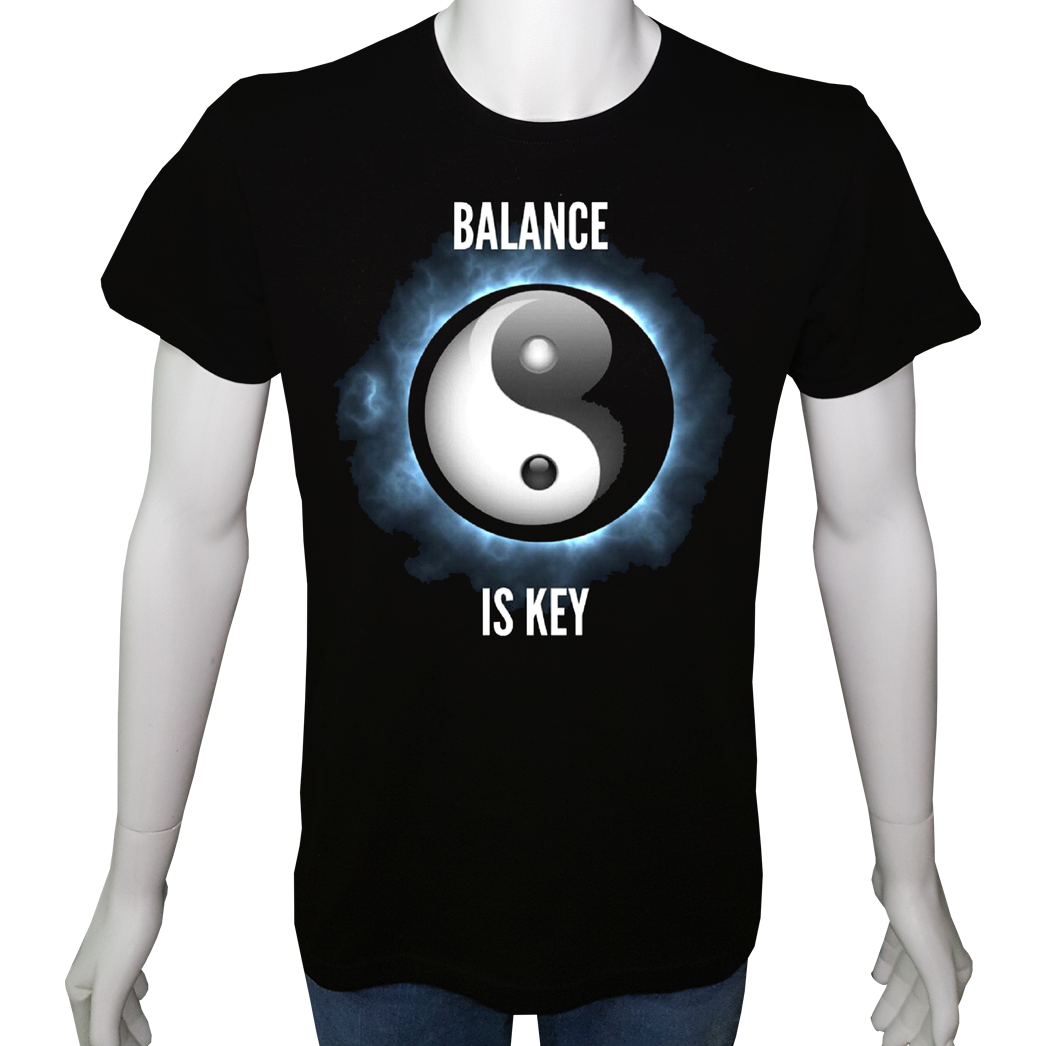 Unisex T-shirt Siyah 'PopArt / YingYang3' Baskılı