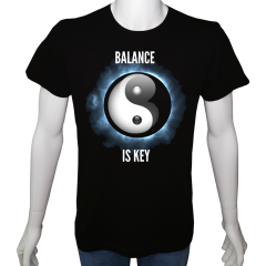 Unisex T-shirt Siyah 'PopArt / YingYang3' Baskılı
