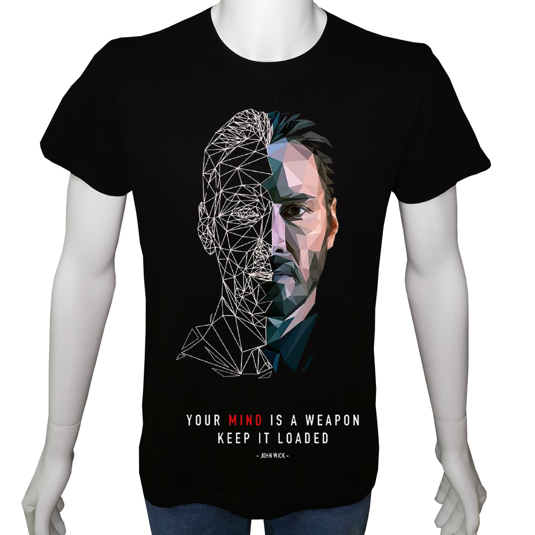 Unisex T-shirt Siyah 'Sinema&Dizi/JohnWick1' Baskılı