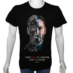 Unisex T-shirt Siyah 'Sinema&Dizi/JohnWick1' Baskılı