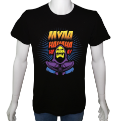 Unisex T-shirt Siyah 'PC Oyuncu/Skeletor' Baskılı